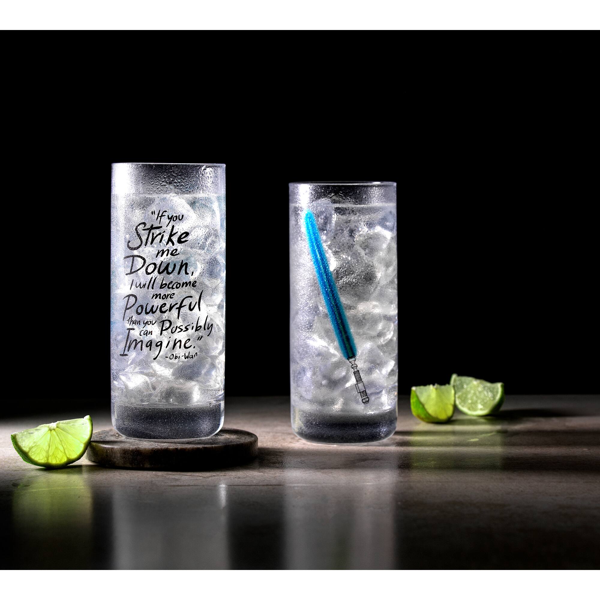 JoyJolt® Star Wars™ 14.2oz. New Hope Obi-Wan Kenobi Blue Lightsaber Tall Drinking Glass, 2ct.